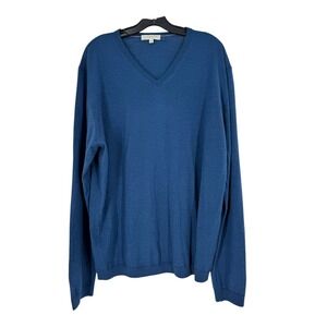 Jack Victor Men's Blue Knitted V-Neck Wool Blend Pullover Sweater Size 2XL READ